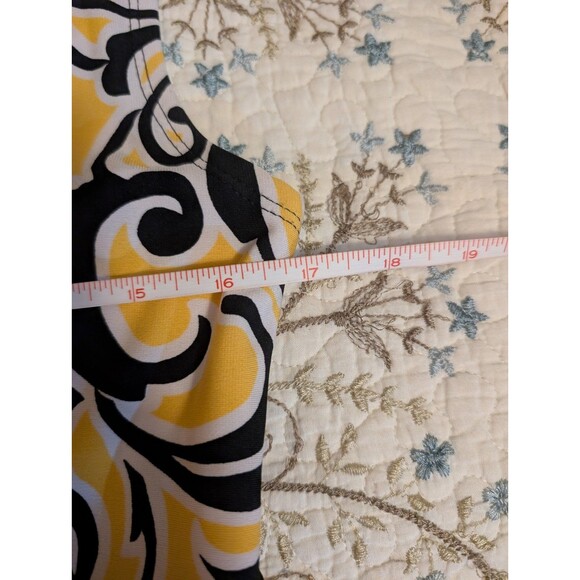 Cato Black Yellow Abstract Print Pleated Bodice A-Line Dress M Lightweight - Picture 8 of 11